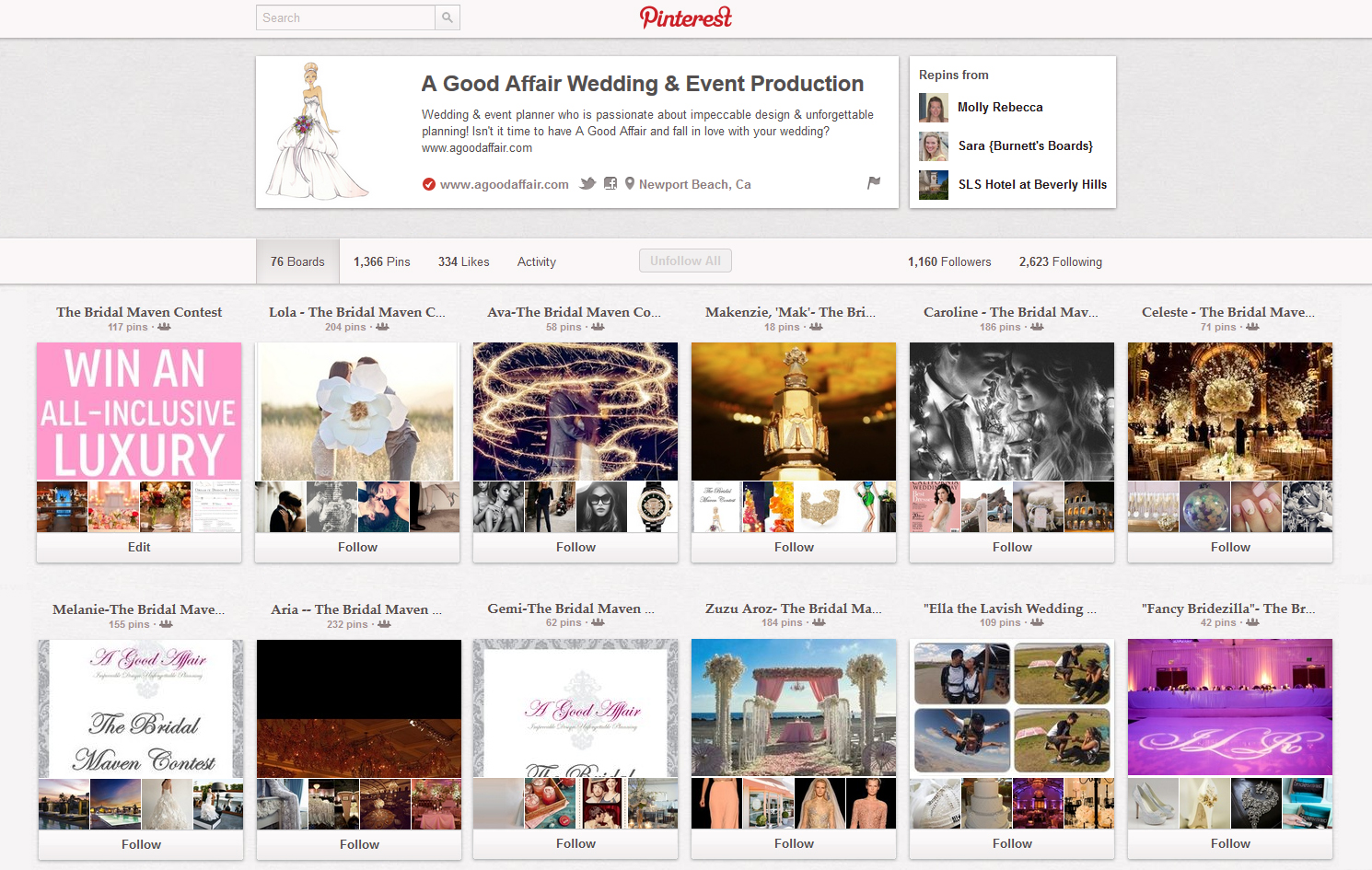 A Good Affair Wedding & Event Production, Bridal Maven Pinterest Contest