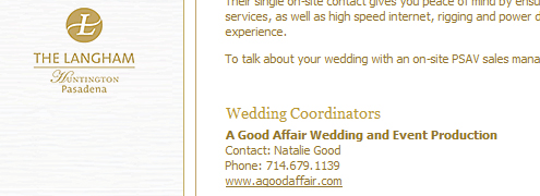 langham huntington pasadena wedding planner A Good Affair Wedding & Event Production