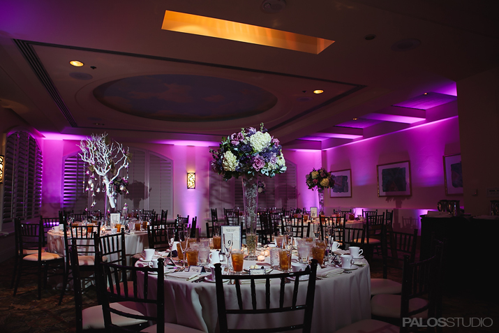 waterfront hilton wedding, palos studio, a good affair wedding & event production, purple and silver wedding